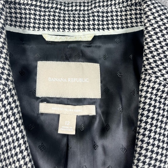 Banana Republic Houndstooth Checkered Business Button Front Italian Blazer Sz 12 - Picture 2 of 7
